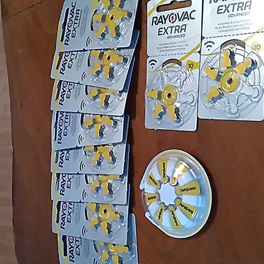 60 Rayovac Extra hearing aid batteries.